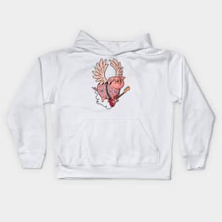 Pigs Rock! | Cute Tattoo Flying Pig playing guitar Kids Hoodie